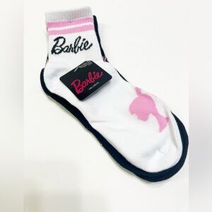 Barbie Mid Crew Socks Two pair White Black & Pink All Over Barbie Print Mattel